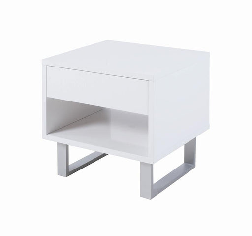 Atchison 1-drawer End Table High Glossy White - Aras Mattress And Furniture(Las Vegas, NV)