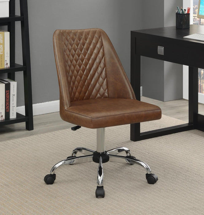 Althea Upholstered Tufted Back Office Chair Brown and Chrome - Aras Mattress And Furniture(Las Vegas, NV)