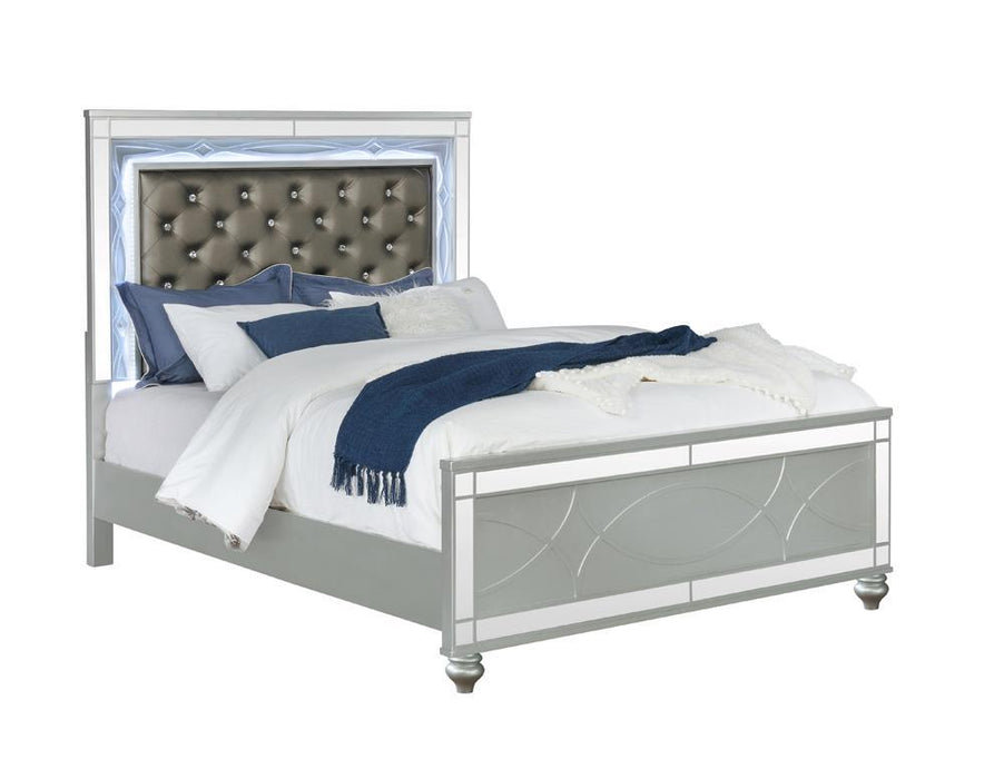 Gunnison Queen Panel Bed with LED Lighting Silver Metallic - Aras Mattress And Furniture(Las Vegas, NV)