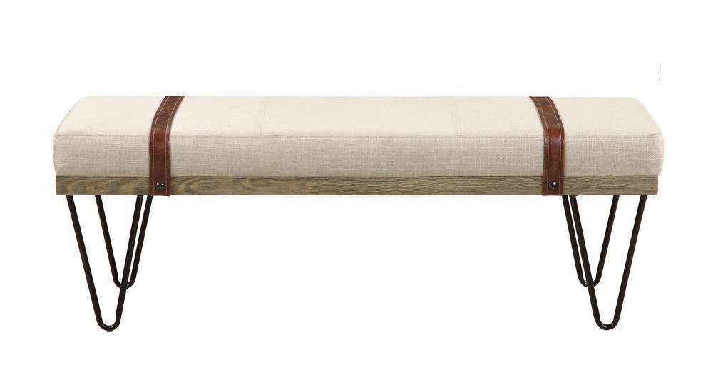 Austin Upholstered Bench Beige and Black - Aras Mattress And Furniture(Las Vegas, NV)