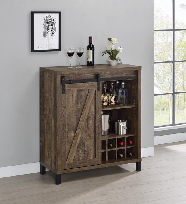 Arlington Bar Cabinet with Sliding Door Rustic Oak - Aras Mattress And Furniture(Las Vegas, NV)