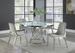 Irene Round Glass Top Dining Table White and Chrome - Aras Mattress And Furniture(Las Vegas, NV)
