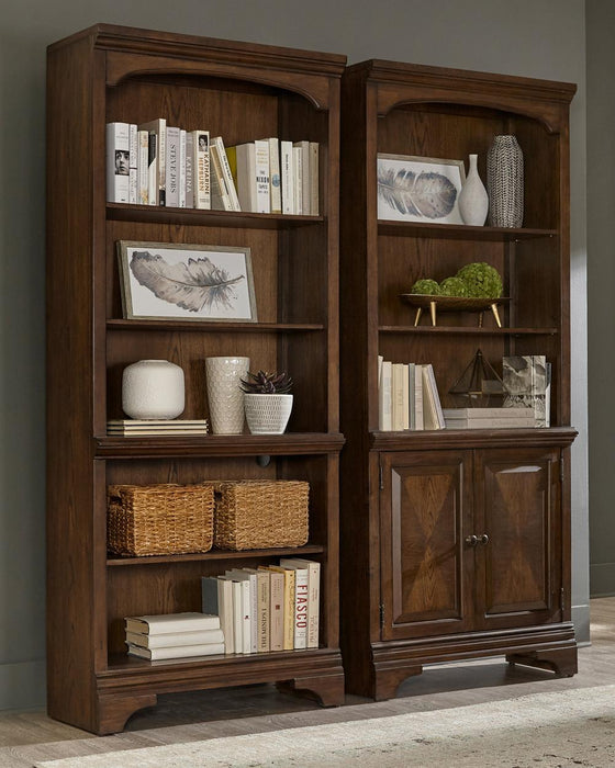 Hartshill Bookcase with Cabinet Burnished Oak - Aras Mattress And Furniture(Las Vegas, NV)