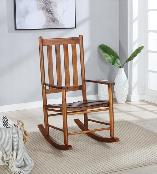 Annie Slat Back Wooden Rocking Chair Golden Brown - Aras Mattress And Furniture(Las Vegas, NV)