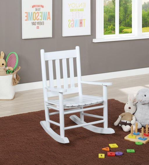 Annie Slat Back Youth Rocking Chair White - Aras Mattress And Furniture(Las Vegas, NV)