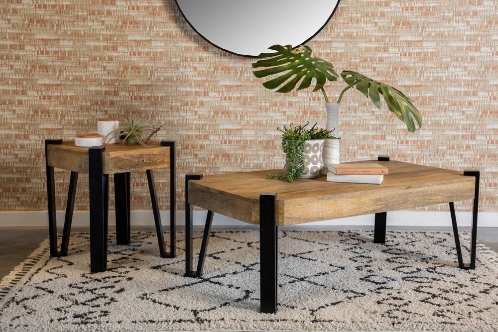 Winston Wooden Square Top End Table Natural and Matte Black - Aras Mattress And Furniture(Las Vegas, NV)