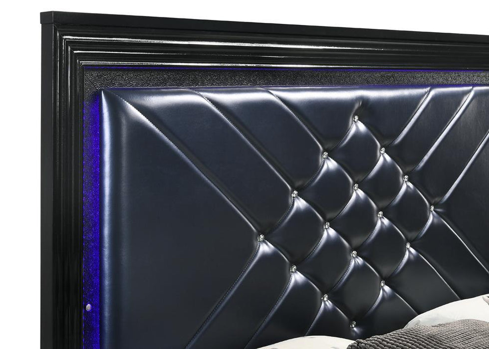 Penelope Queen Bed with LED Lighting Black and Midnight Star - Aras Mattress And Furniture(Las Vegas, NV)
