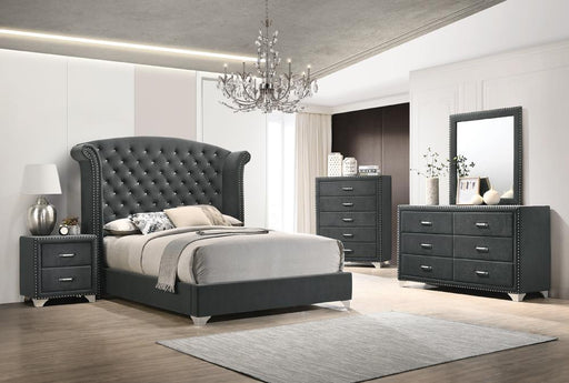 Melody Queen Wingback Upholstered Bed Grey - Aras Mattress And Furniture(Las Vegas, NV)