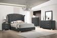 Melody Eastern King Wingback Upholstered Bed Grey - Aras Mattress And Furniture(Las Vegas, NV)