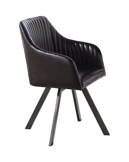 Arika Tufted Sloped Arm Swivel Dining Chair Black and Gunmetal - Aras Mattress And Furniture(Las Vegas, NV)