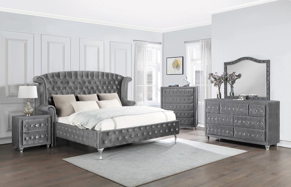 Deanna Queen Tufted Upholstered Bed Grey - Aras Mattress And Furniture(Las Vegas, NV)