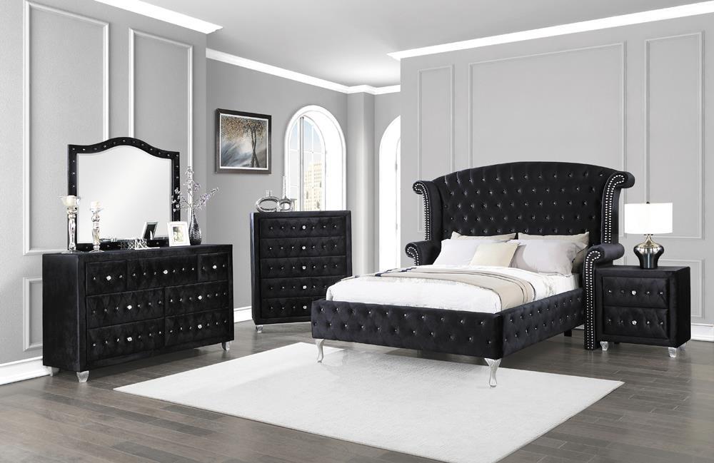 Deanna Eastern King Tufted Upholstered Bed Black - Aras Mattress And Furniture(Las Vegas, NV)