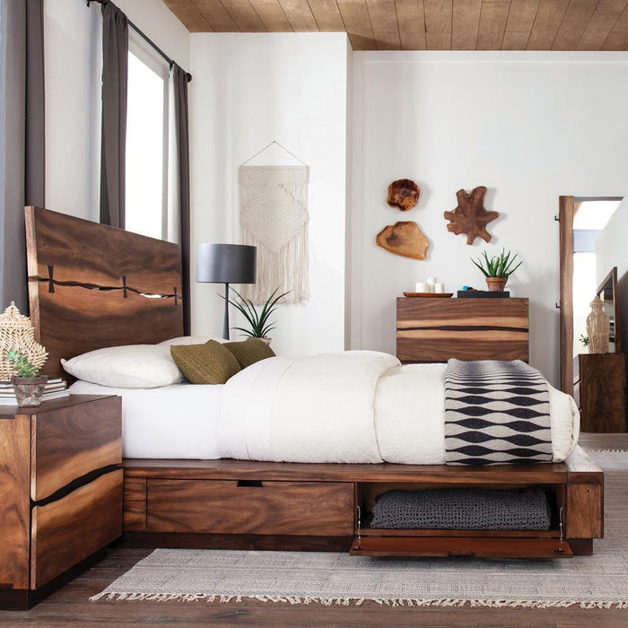 Winslow Queen Bed Smokey Walnut and Coffee Bean - Aras Mattress And Furniture(Las Vegas, NV)