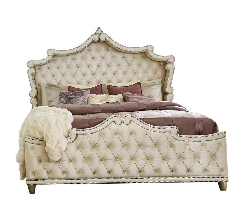 Antonella Upholstered Tufted California King Bed Ivory and Camel - Aras Mattress And Furniture(Las Vegas, NV)