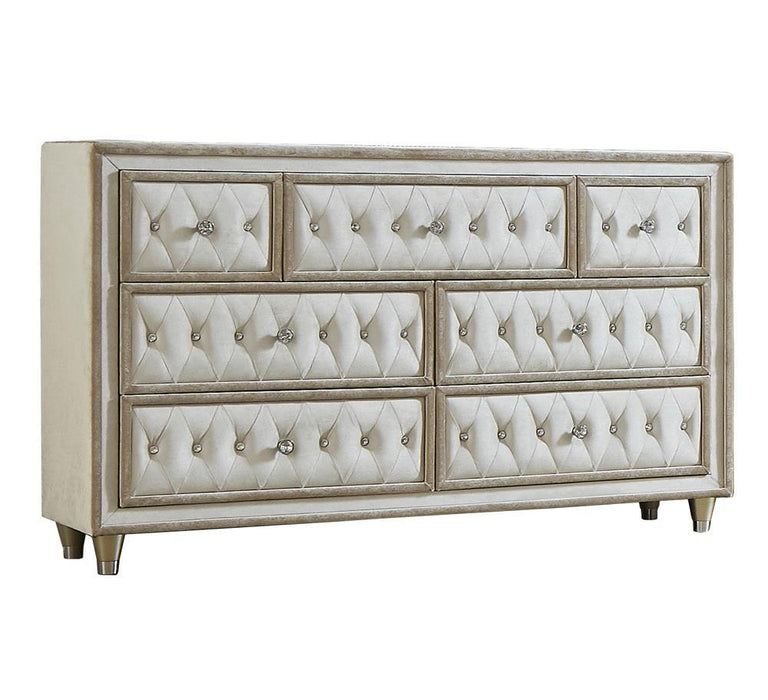 Antonella 7-drawer Upholstered Dresser Ivory and Camel - Aras Mattress And Furniture(Las Vegas, NV)