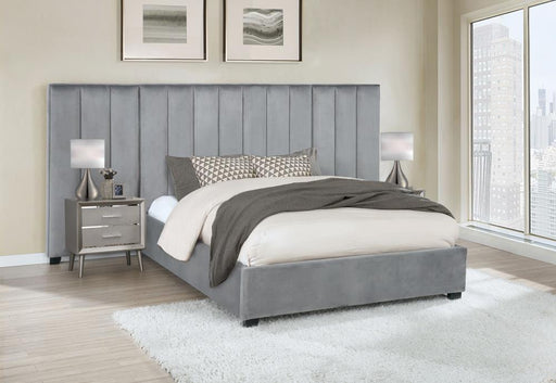 Arles Eastern King Vertical Channeled Tufted Bed Grey - Aras Mattress And Furniture(Las Vegas, NV)