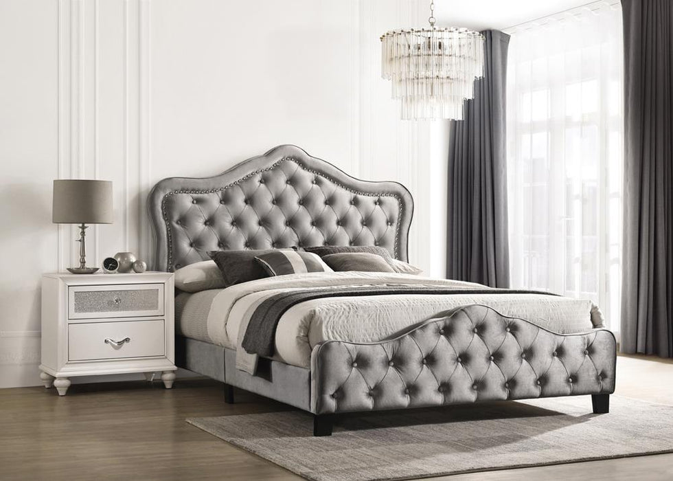 Bella Queen Upholstered Tufted Panel Bed Grey - Aras Mattress And Furniture(Las Vegas, NV)