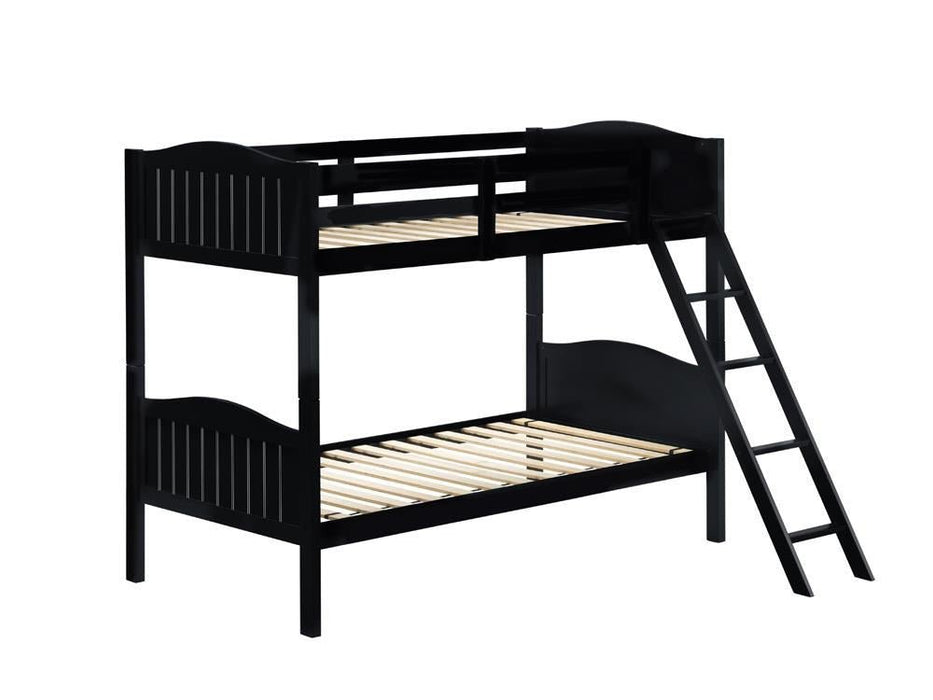 Arlo Twin Over Twin Bunk Bed with Ladder Black - Aras Mattress And Furniture(Las Vegas, NV)