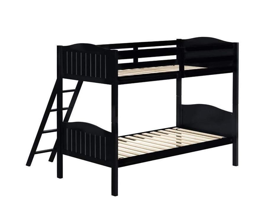 Arlo Twin Over Twin Bunk Bed with Ladder Black - Aras Mattress And Furniture(Las Vegas, NV)