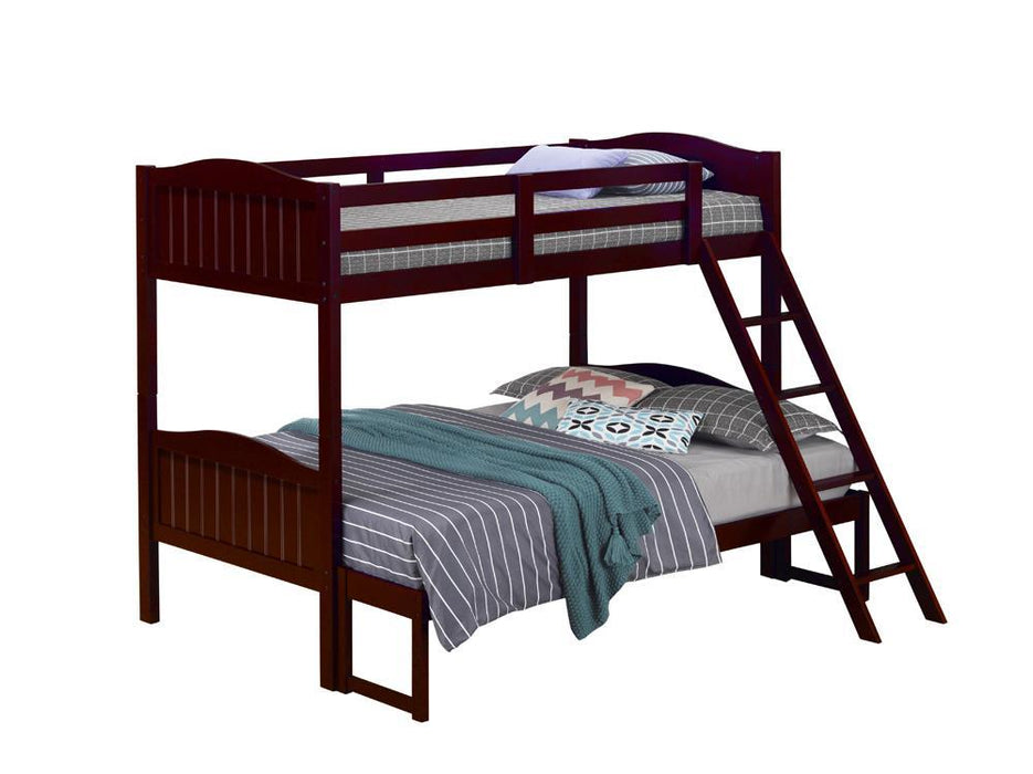 Arlo Twin Over Full Bunk Bed with Ladder Espresso - Aras Mattress And Furniture(Las Vegas, NV)