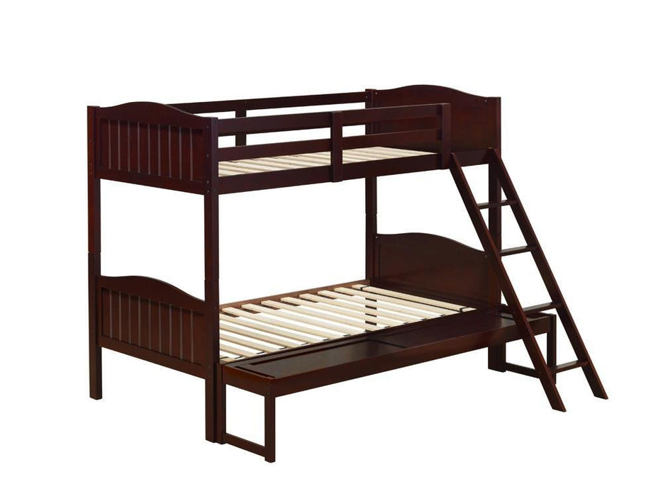 Arlo Twin Over Full Bunk Bed with Ladder Espresso - Aras Mattress And Furniture(Las Vegas, NV)