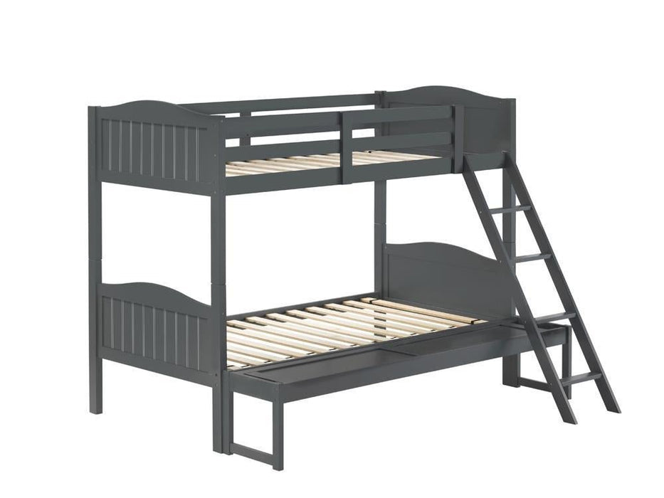 Arlo Twin Over Full Bunk Bed with Ladder Grey - Aras Mattress And Furniture(Las Vegas, NV)