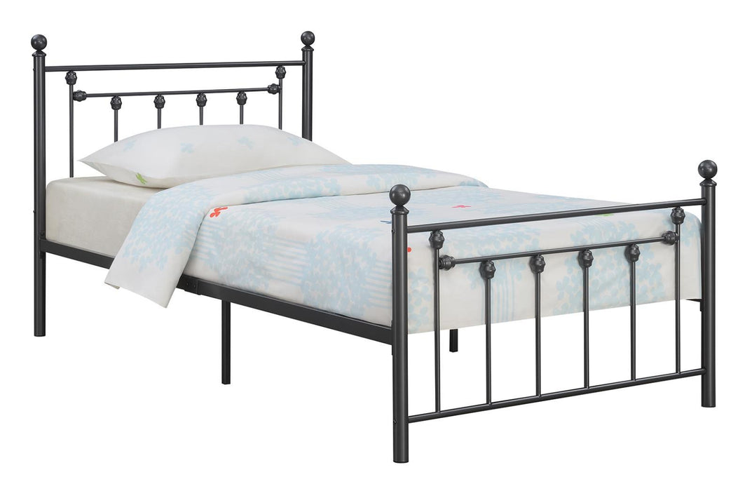 Canon Twin Metal Slatted Headboard Platform Bed - Gunmetal - Aras Mattress And Furniture(Las Vegas, NV)