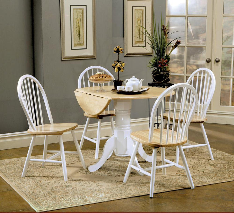 Allison Drop Leaf Round Dining Table Natural Brown and White - Aras Mattress And Furniture(Las Vegas, NV)