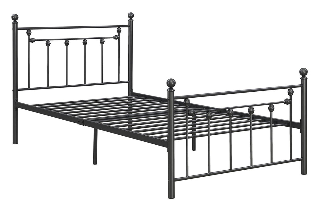 Canon Twin Metal Slatted Headboard Platform Bed - Gunmetal - Aras Mattress And Furniture(Las Vegas, NV)