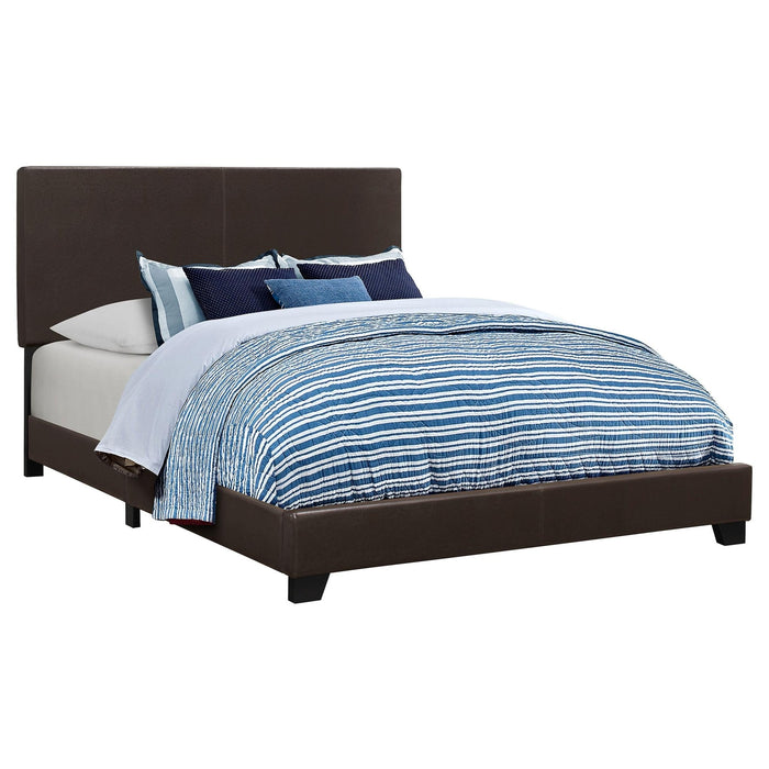 Dorian Upholstered California King, E.King, & Queen Bed Black, Brown, & Grey