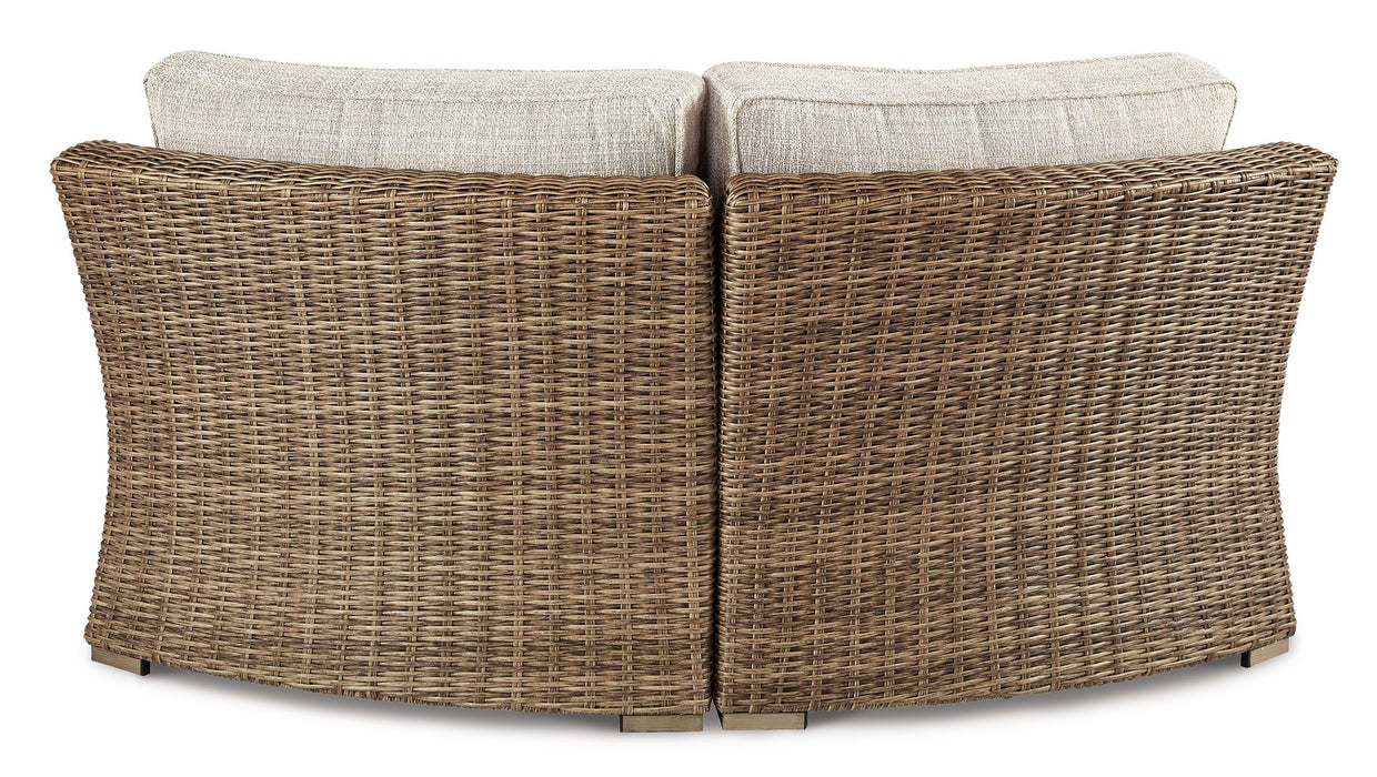 Beachcroft Outdoor Curved Corner Chair with Cushion - Aras Mattress And Furniture(Las Vegas, NV)