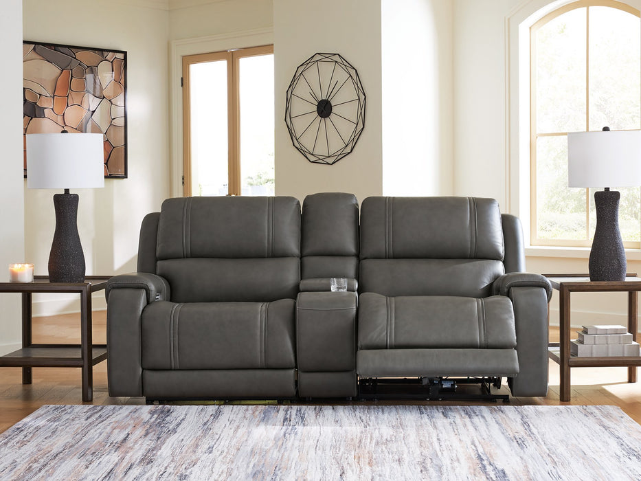 5Z - Pittson Power Reclining Sectional Loveseat with Console - Aras Mattress And Furniture(Las Vegas, NV)